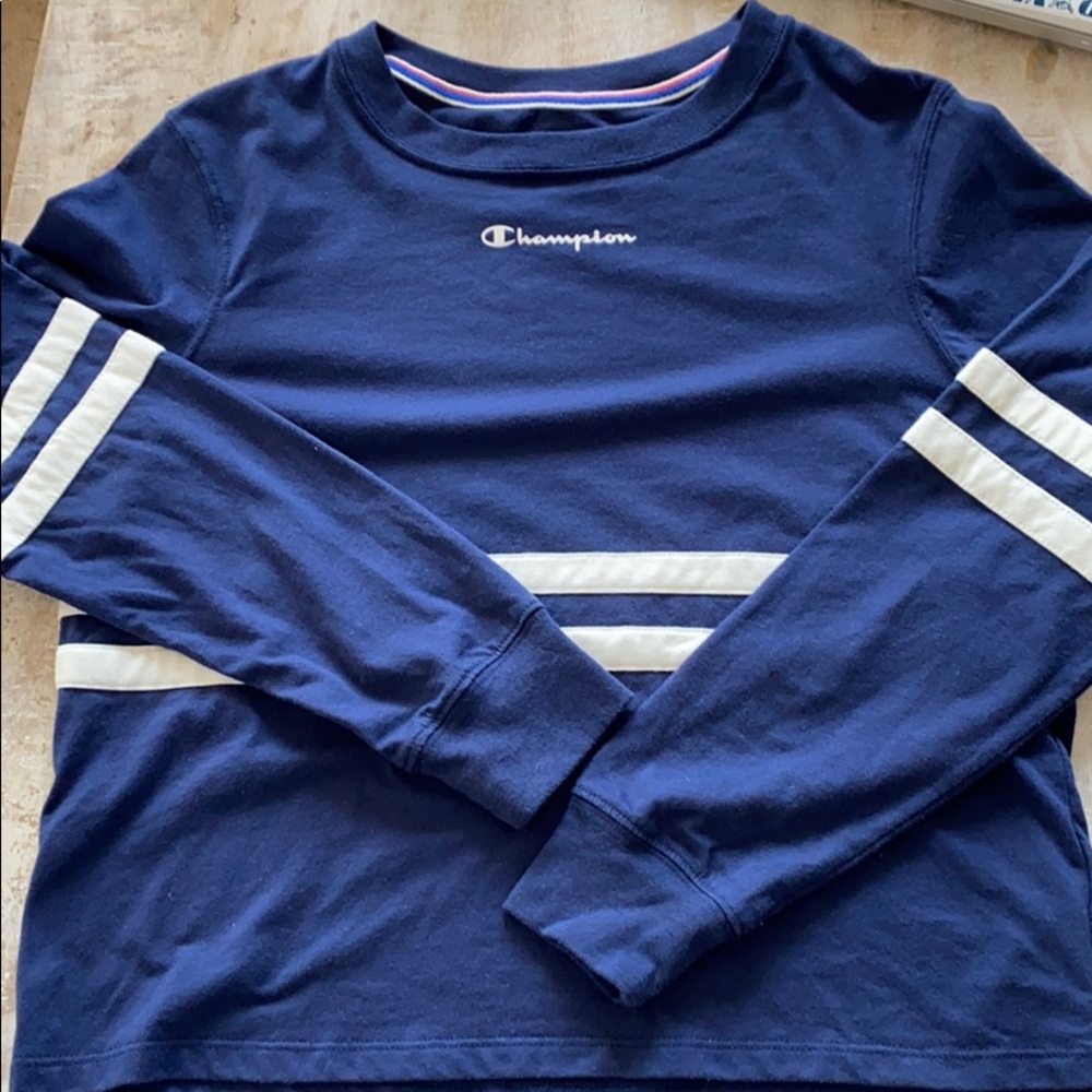 Champion Rugby Stripe L/S Tee {Nvy/Wht} S - Picture 4 of 10